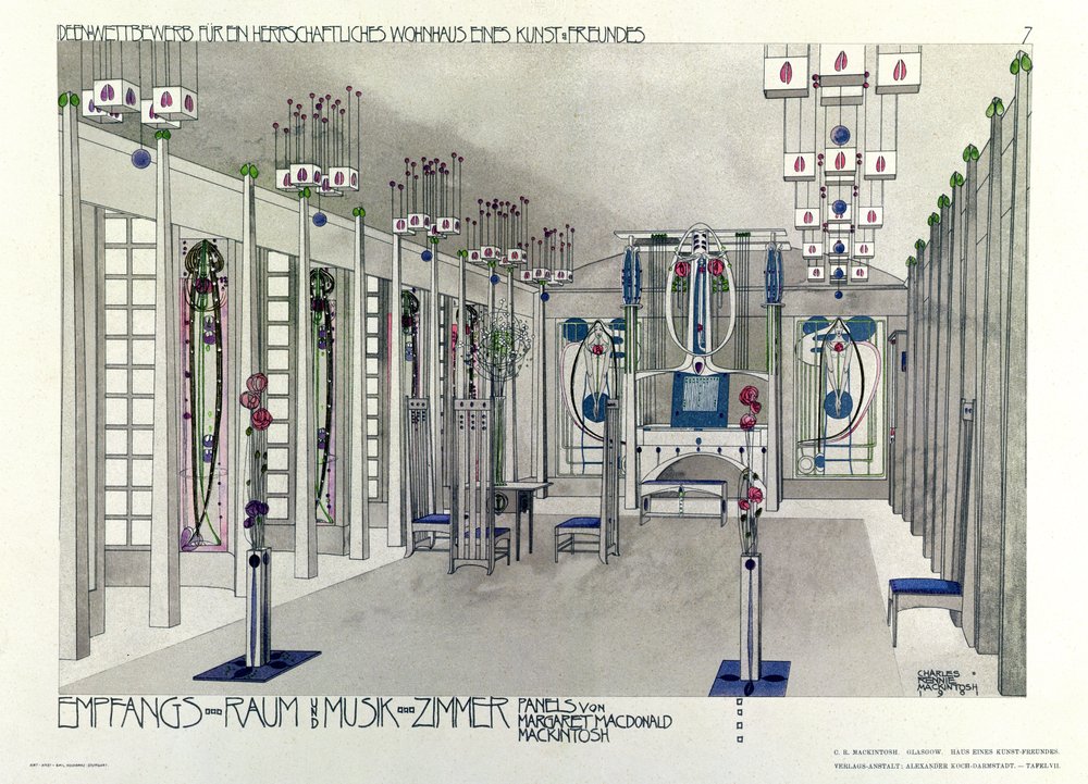 Design for a Music Room with panels by Margaret Macdonald Mackintosh